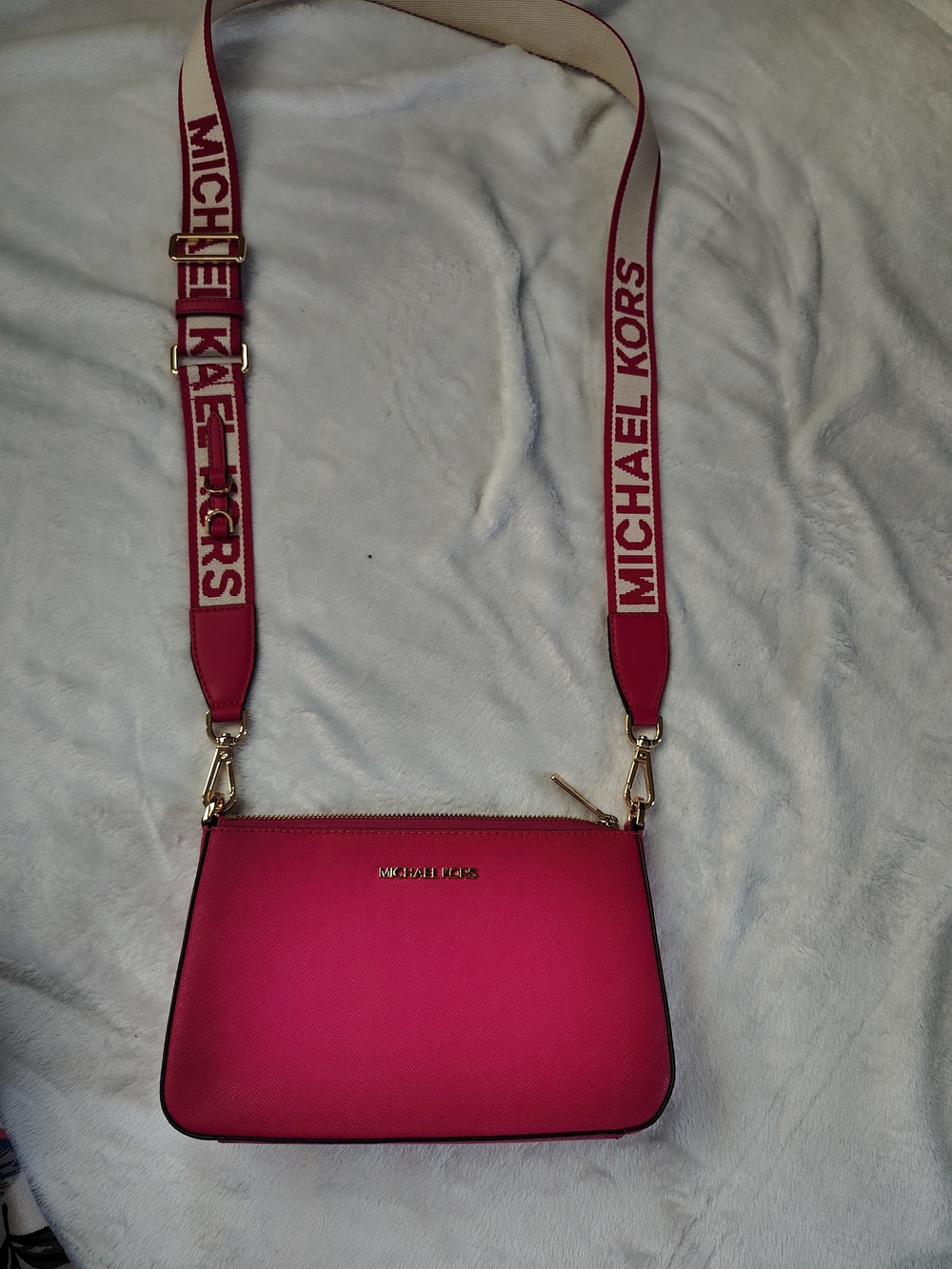 Michael Kors Hot Pink Crossbody with Branded Strap